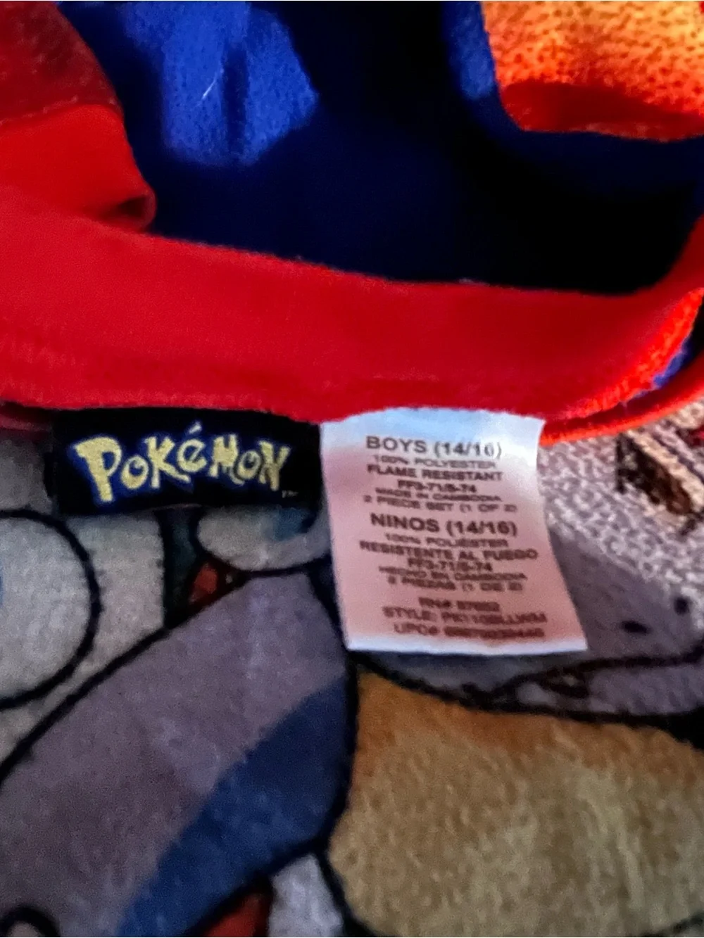 Pokemon Kids Red & Blue Long Sleeve Pajamas
